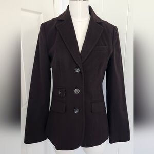 Vintage Eddie Bauer Brown Wool Three-Button Lined Blazer Suit Jacket Size 6P